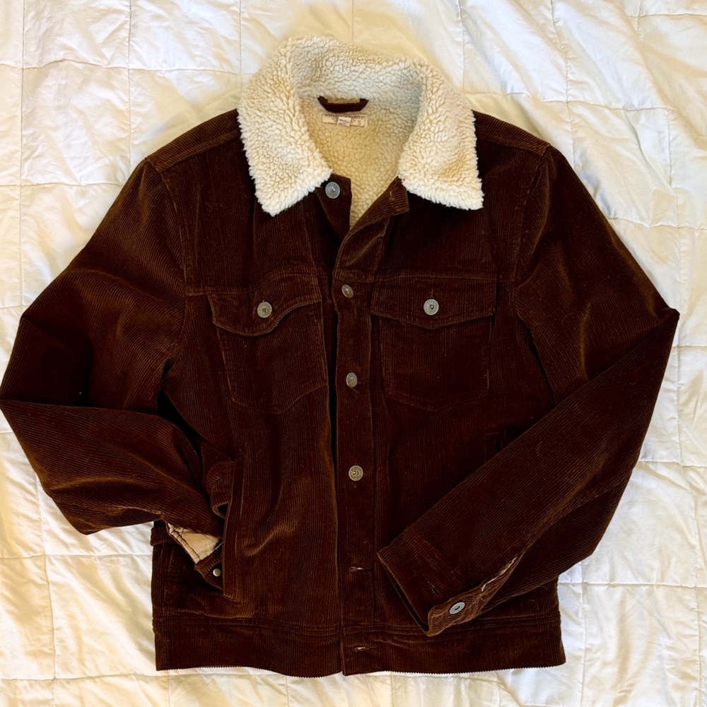 Wallace & Barnes (jcrew) sherpa-lined corduroy trucker jacket-small